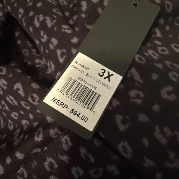 Bebe Black with Silver Leopard Print Hoodie, Size 3X, NWT Retail $94 - Picture 7 of 14